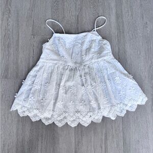 Free People White Floral Lace Blouse